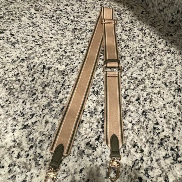 ADJUSTABLE WEBBING STRAP CANVAS/LEATHER KHAKI /MILITARYGREEN GOLD HARDWARE CHIC - Picture 13 of 13